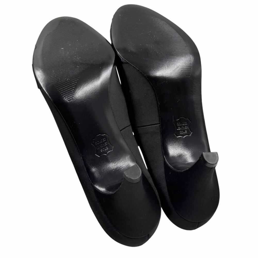 Easy Street Alive 5 Vintage Y2K Black Satin Rhinestone Peep Toe Kitten Heels 12 - Picture 6 of 7